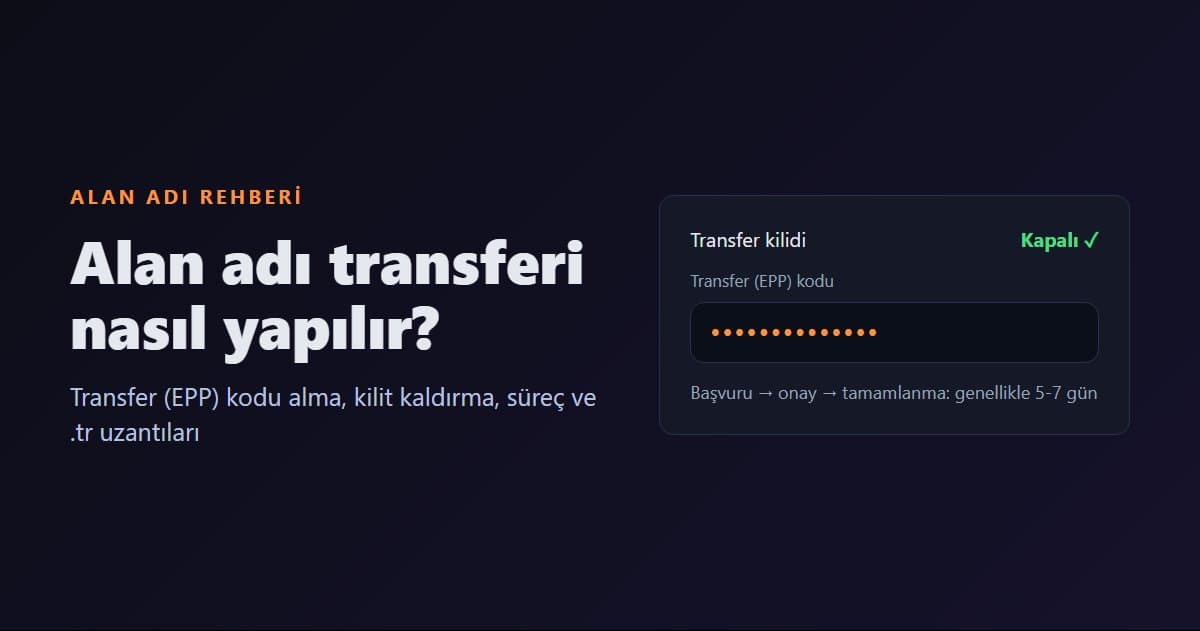 Alan Adı Transferi Nasıl Yapılır? EPP (Transfer) Kodu Alma ve Kilit Kaldırma