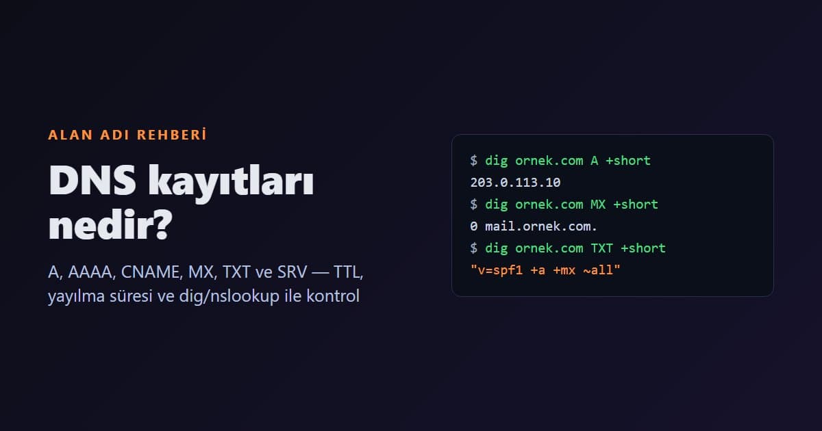 DNS Kayıtları Nedir? A, AAAA, CNAME, MX, TXT ve SRV Rehberi