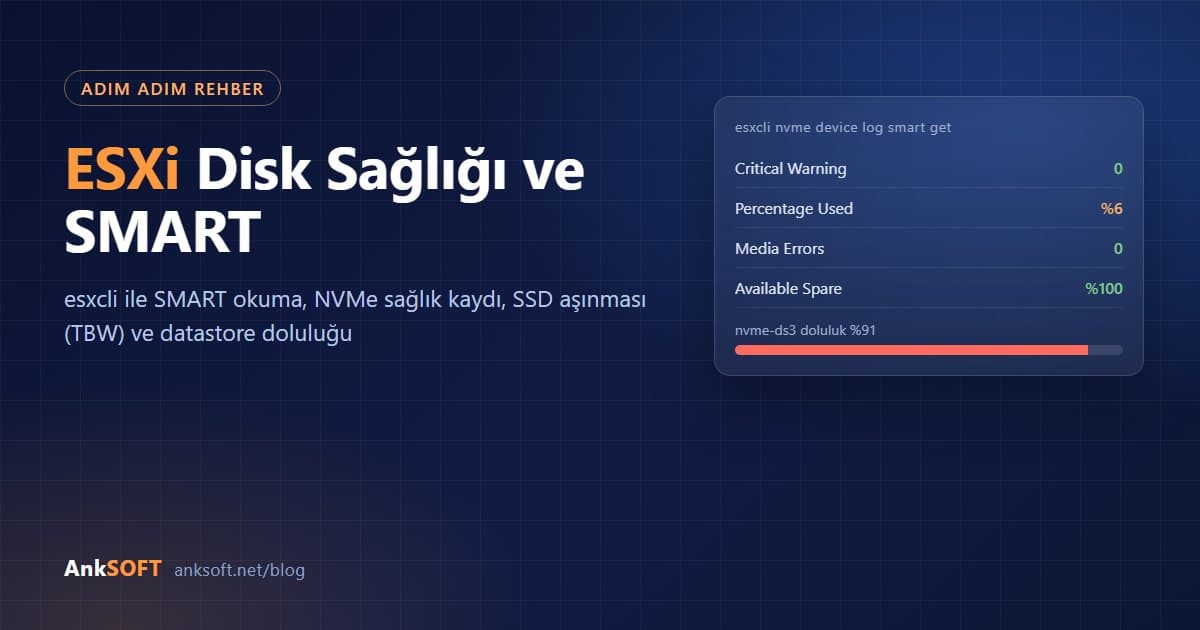 ESXi Disk Sağlığı: SMART Kontrolü, NVMe ve Datastore Yönetimi