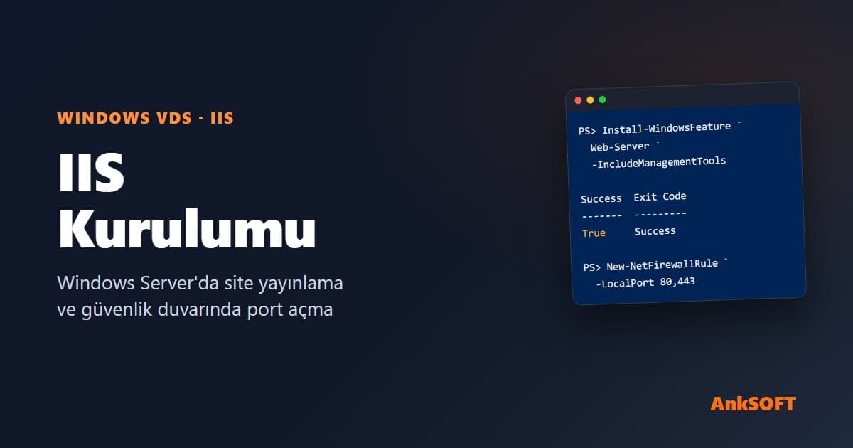 IIS Kurulumu: Windows Server VDS'de Site Yayınlama ve Güvenlik Duvarı Port Açma