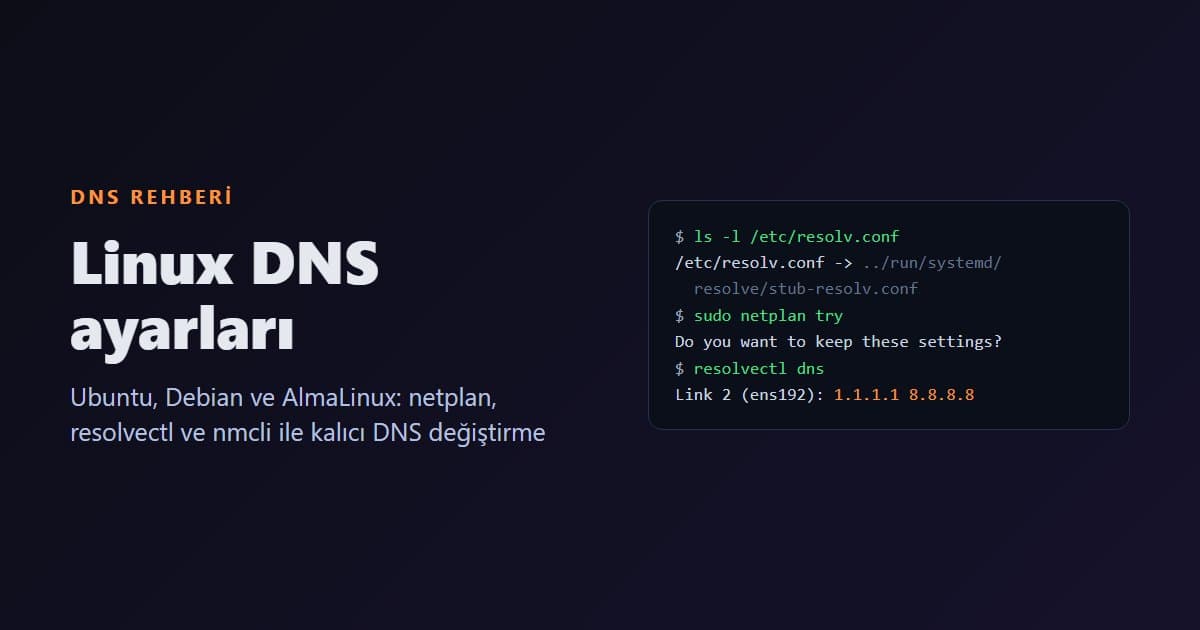 Linux DNS Ayarları: Ubuntu, Debian ve AlmaLinux'ta DNS Değiştirme