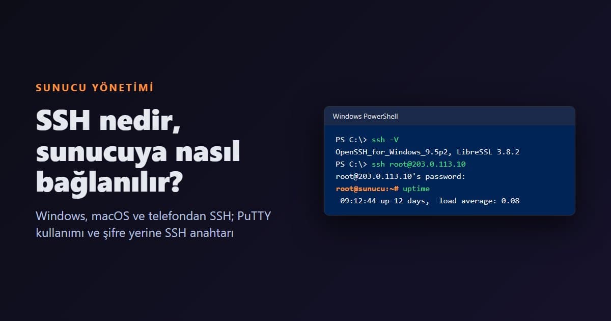SSH Nedir? SSH ile Sunucuya Bağlanma: PuTTY, Terminal ve SSH Anahtarı Rehberi