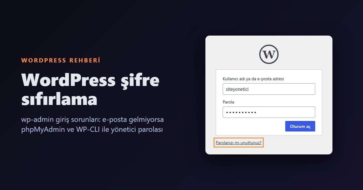 WordPress Şifre Sıfırlama ve wp-admin Giriş Sorunları Çözümü