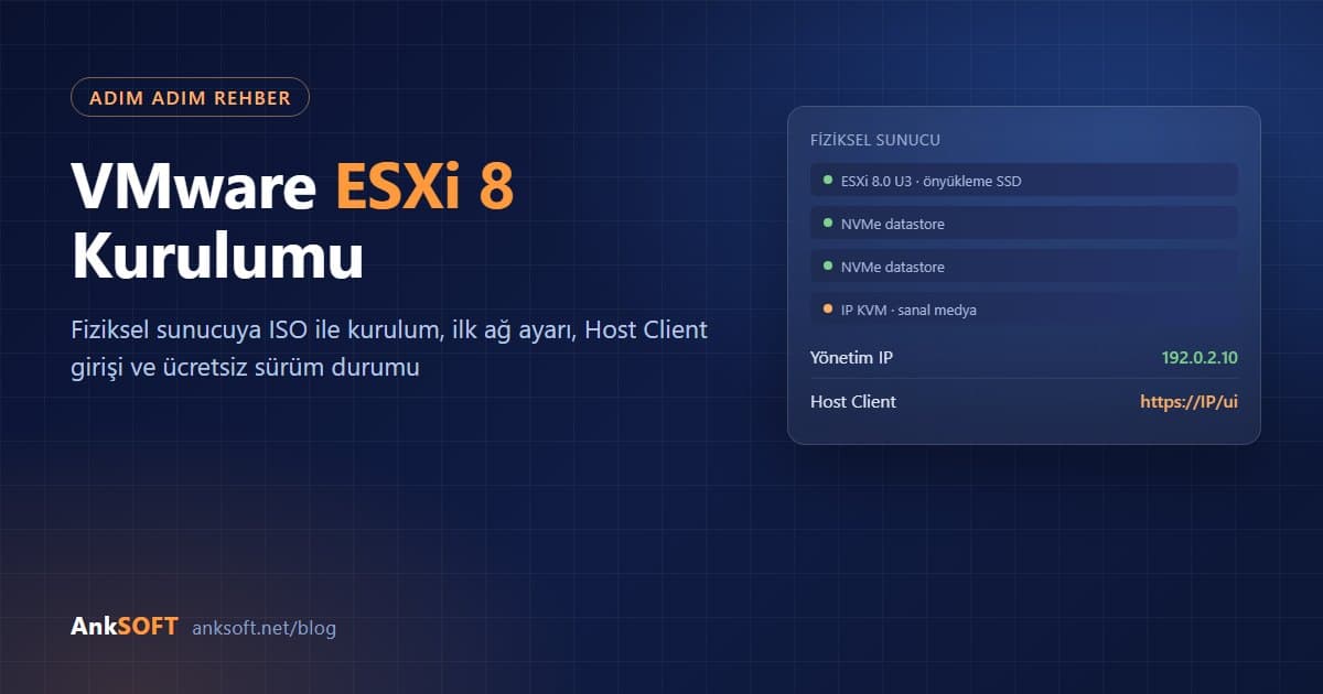 VMware ESXi Kurulumu: Adım Adım ESXi 8 Rehberi (Fiziksel Sunucu)