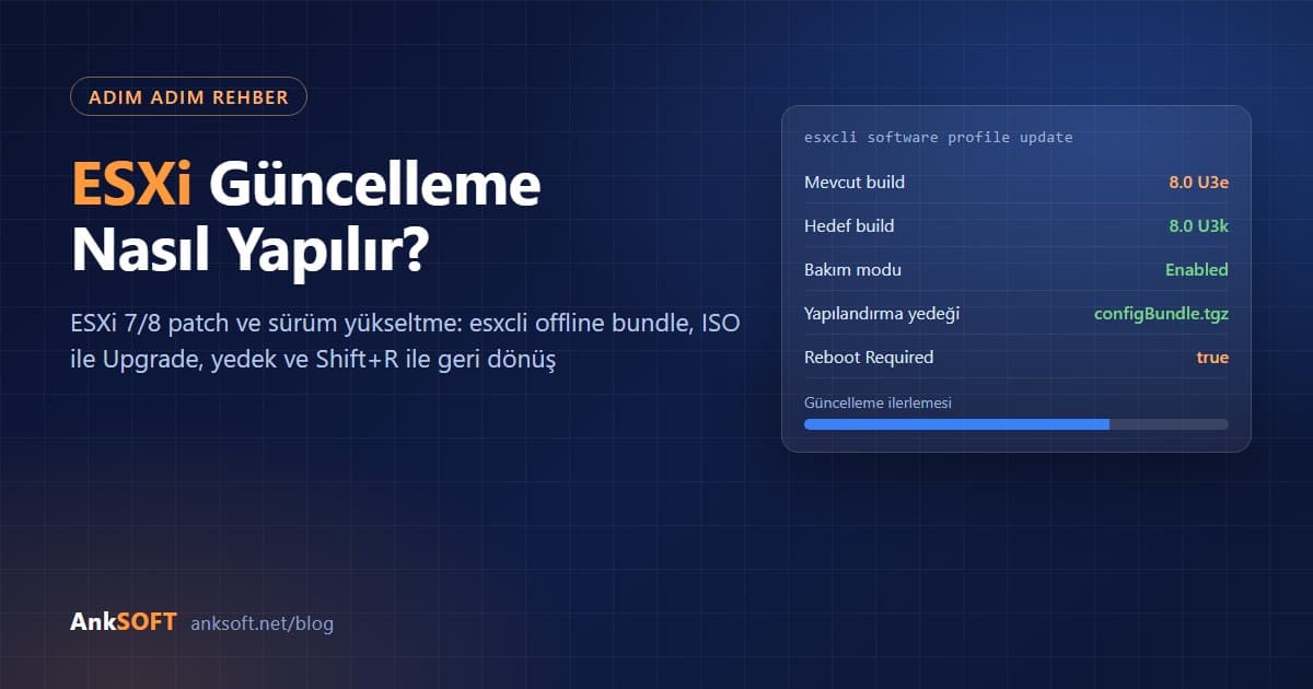 VMware ESXi Güncelleme Nasıl Yapılır? ESXi 7/8 Patch ve Sürüm Yükseltme Rehberi